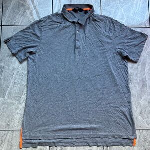 Polo Golf Ralph Lauren Mens Heather Gray Performance Orange Trim Polo Shirt XL